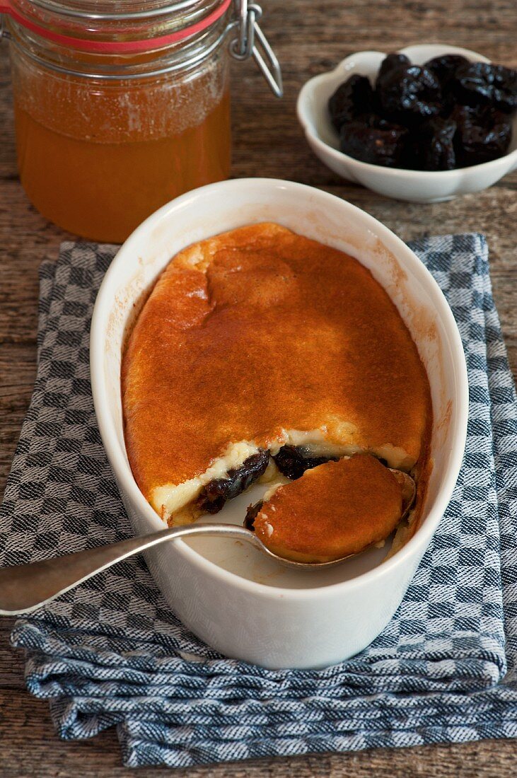 Far Breton with baked plums