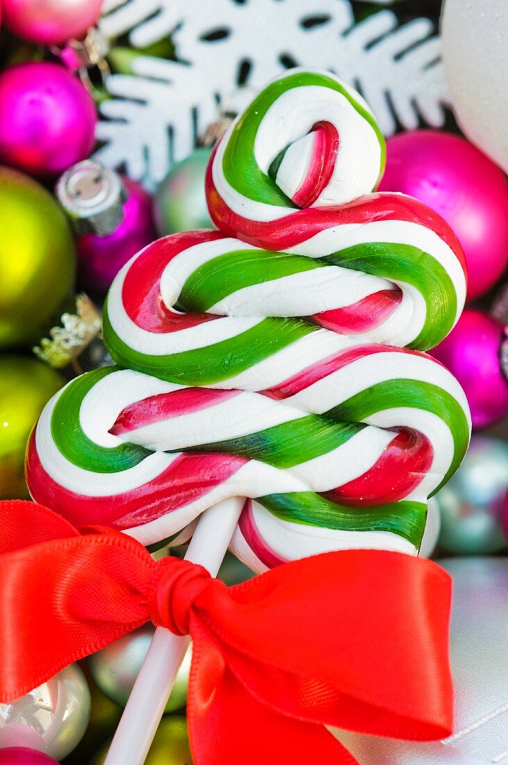 Christmas lollipop on baubles