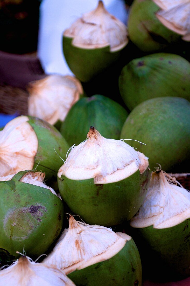 Fresh coconuts at the market