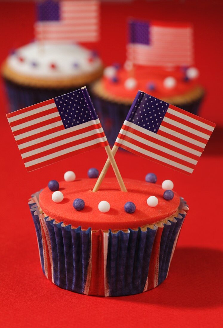Cupcakes mit USA-Flaggen