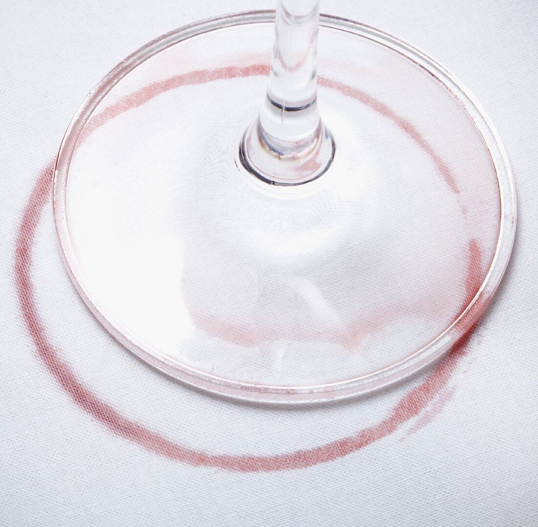 A red wine glass and stain