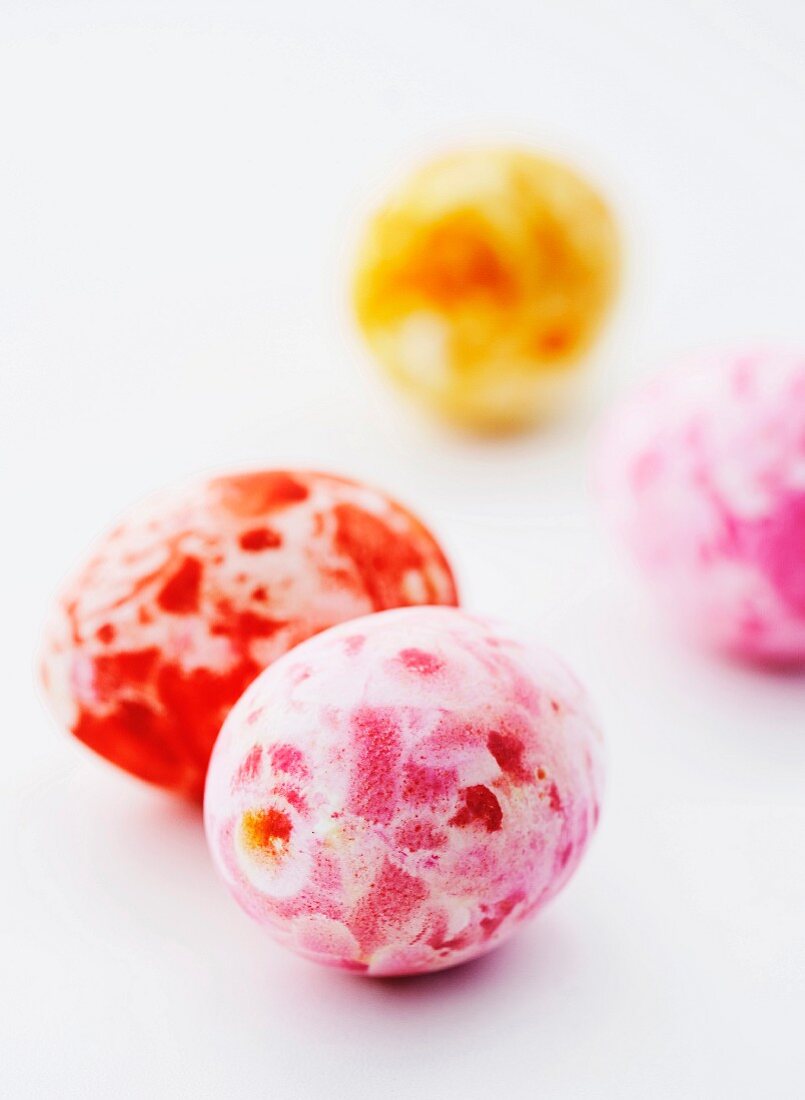 Colourful speckled sugar eggs