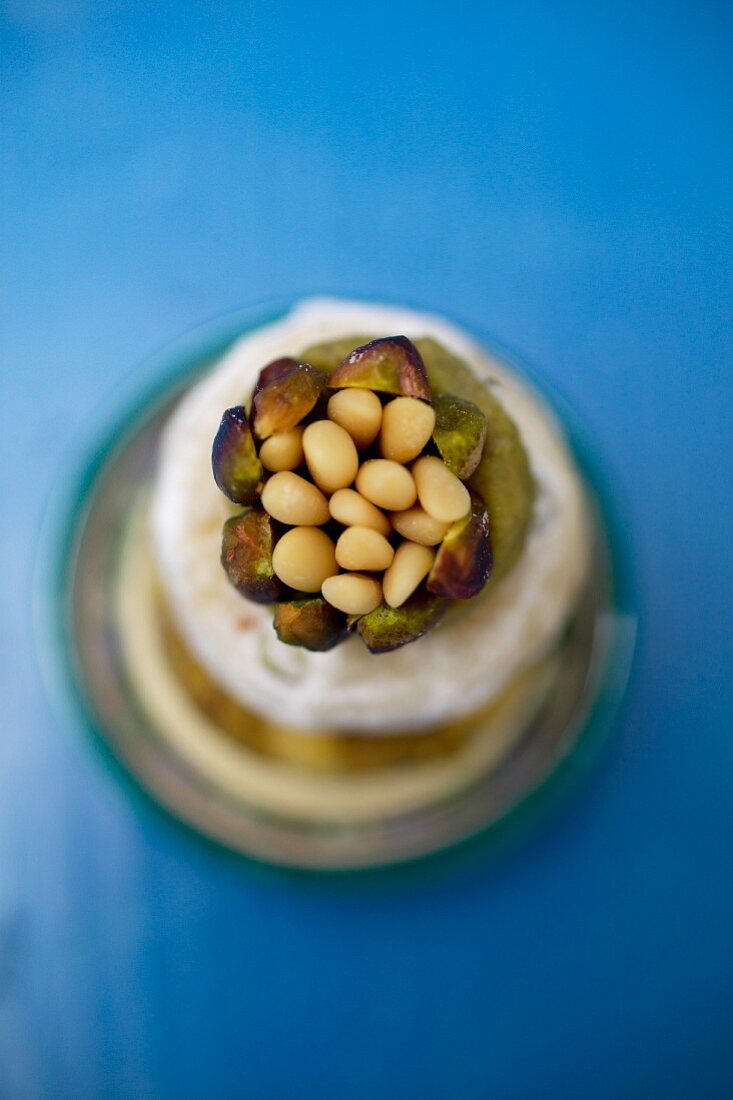 Almond biscuit with pistachios and pine nuts (Tunisia)