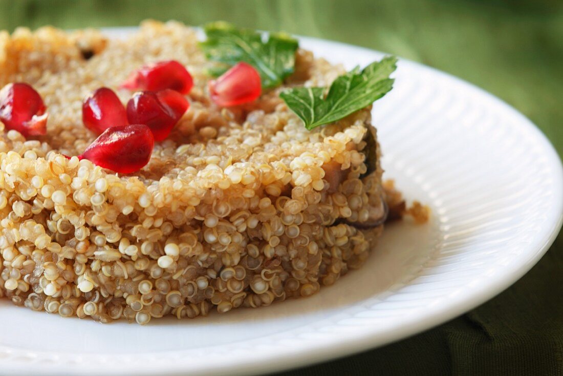 Quinoa with Mushrooms and Pomegranate Seeds