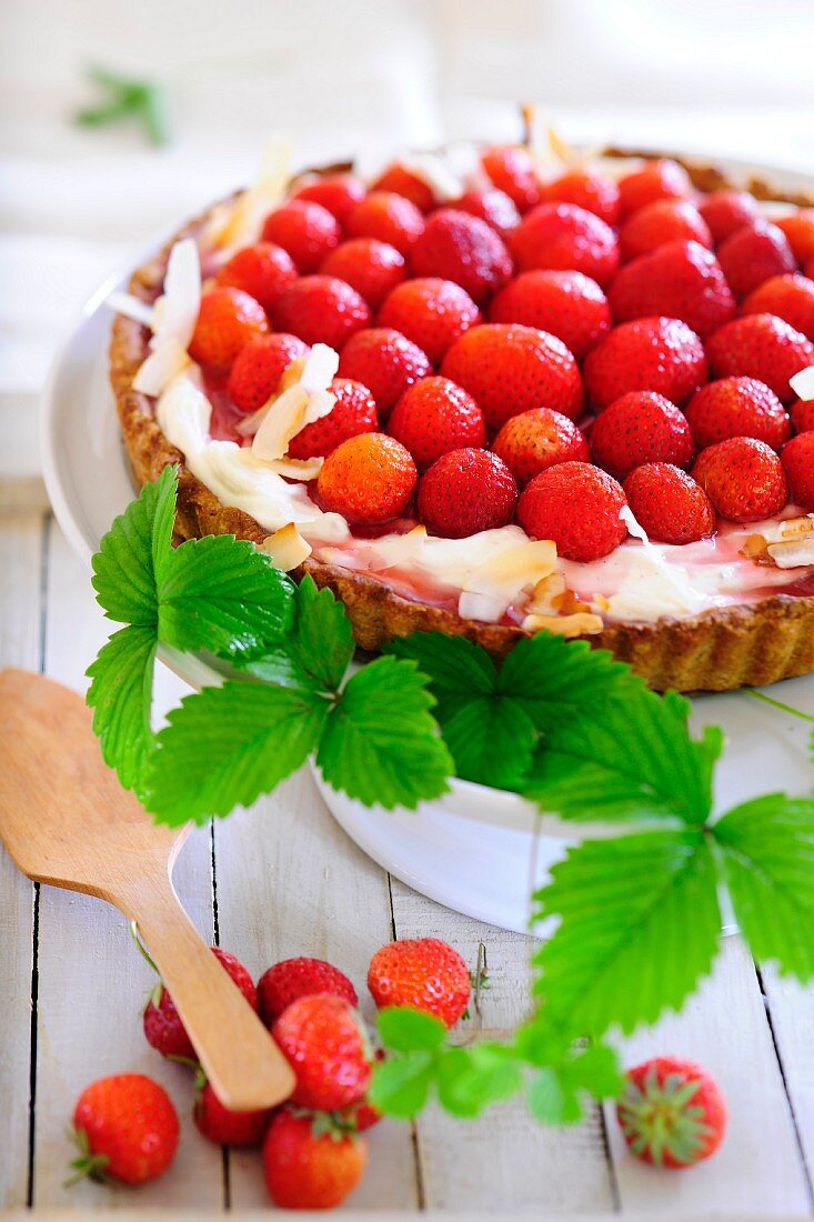 Tarte mit frischen Erdbeeren