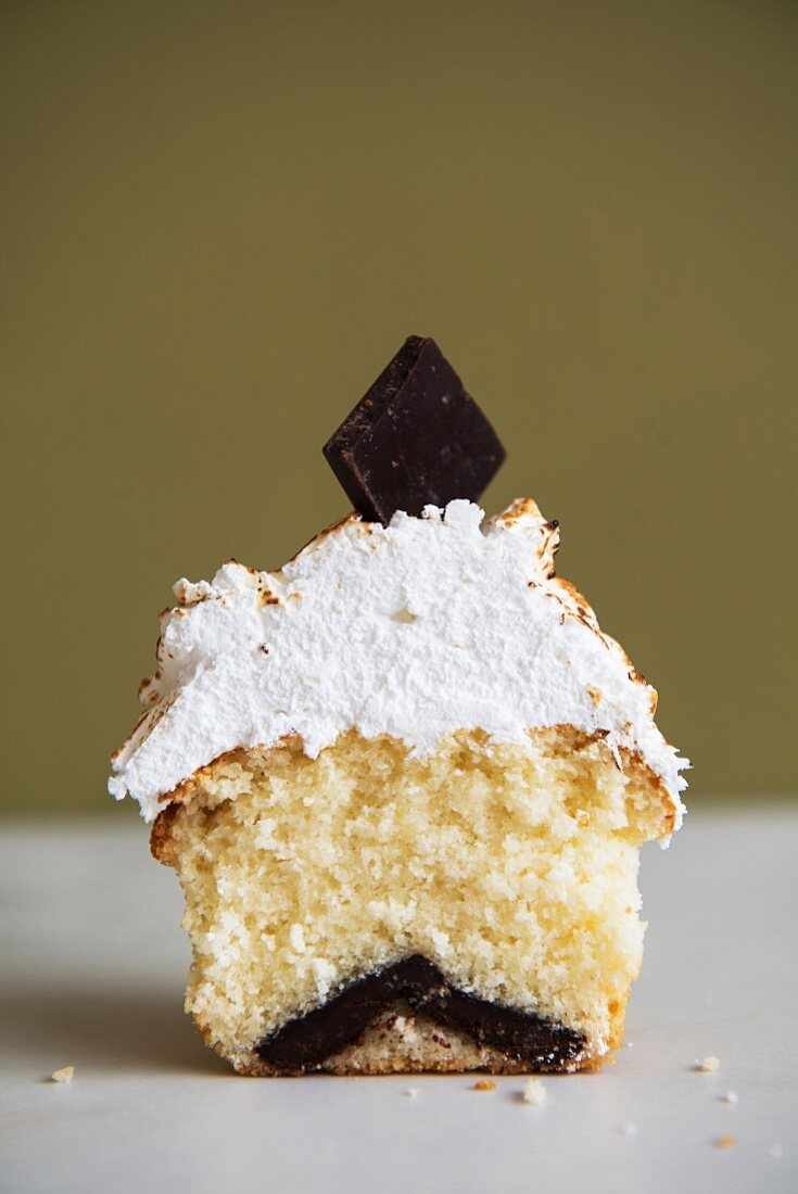 Half of a s'mores cupcake (USA)