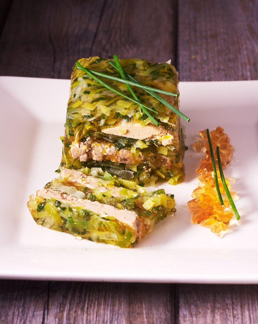 A terrine of leek and goose liver