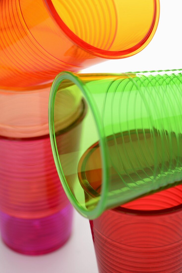 Several coloured plastic cups