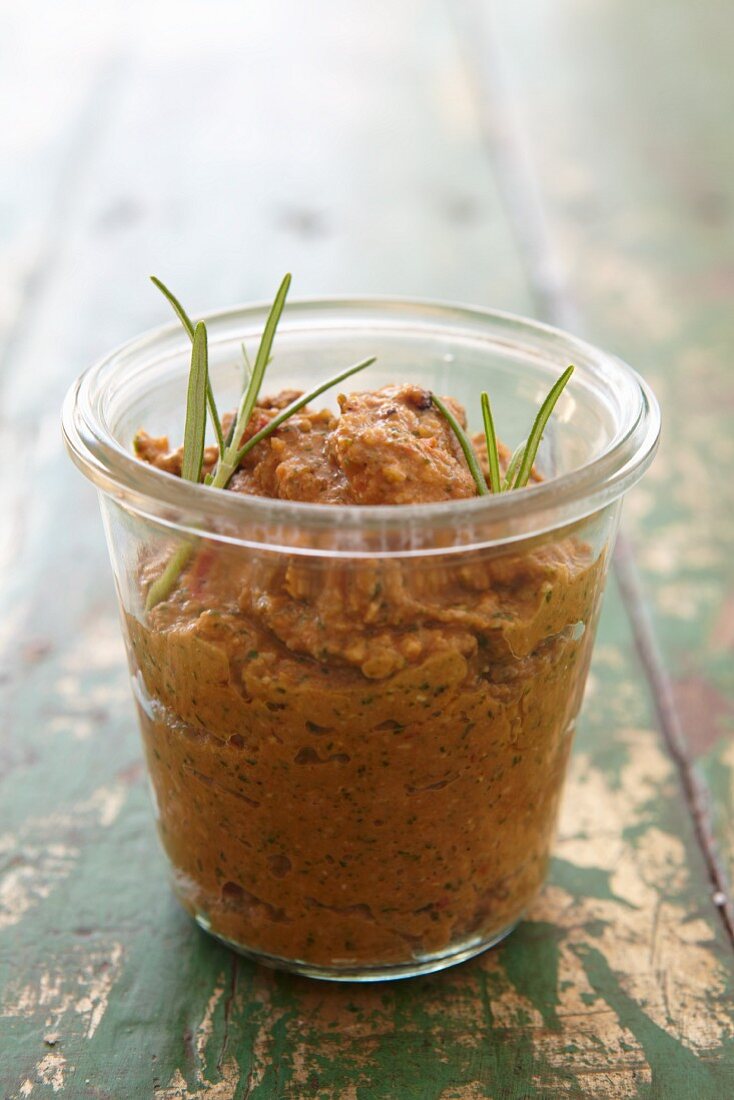 Tomato pesto with cherry tomatoes and rosemary