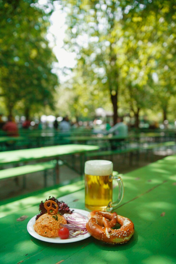 Snack time in the beer garden (Bavaria)