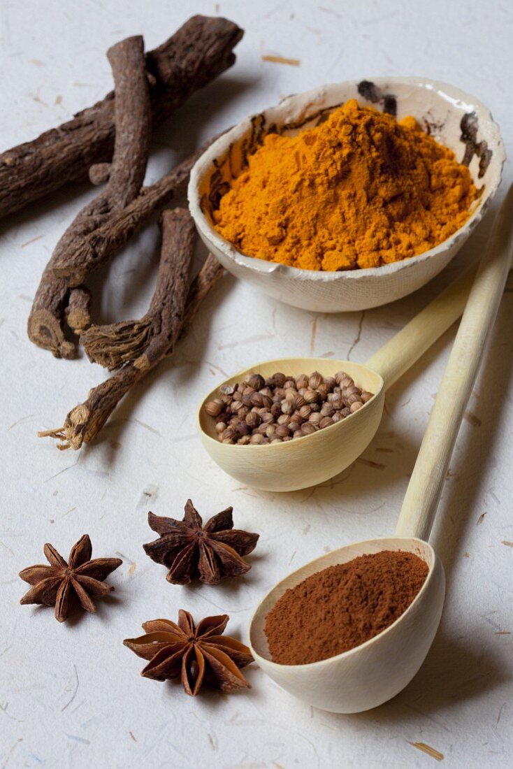 A Variety of Spices, Fresh, Whole and Ground