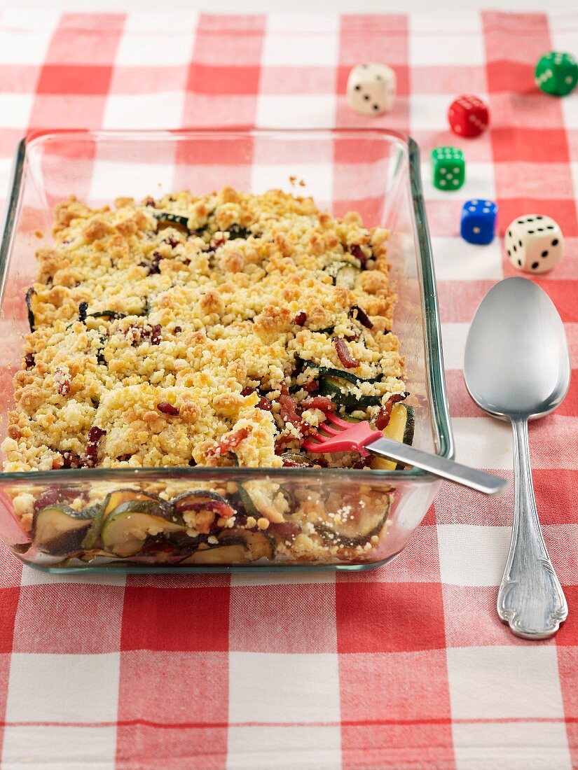 Courgette and bacon crumble
