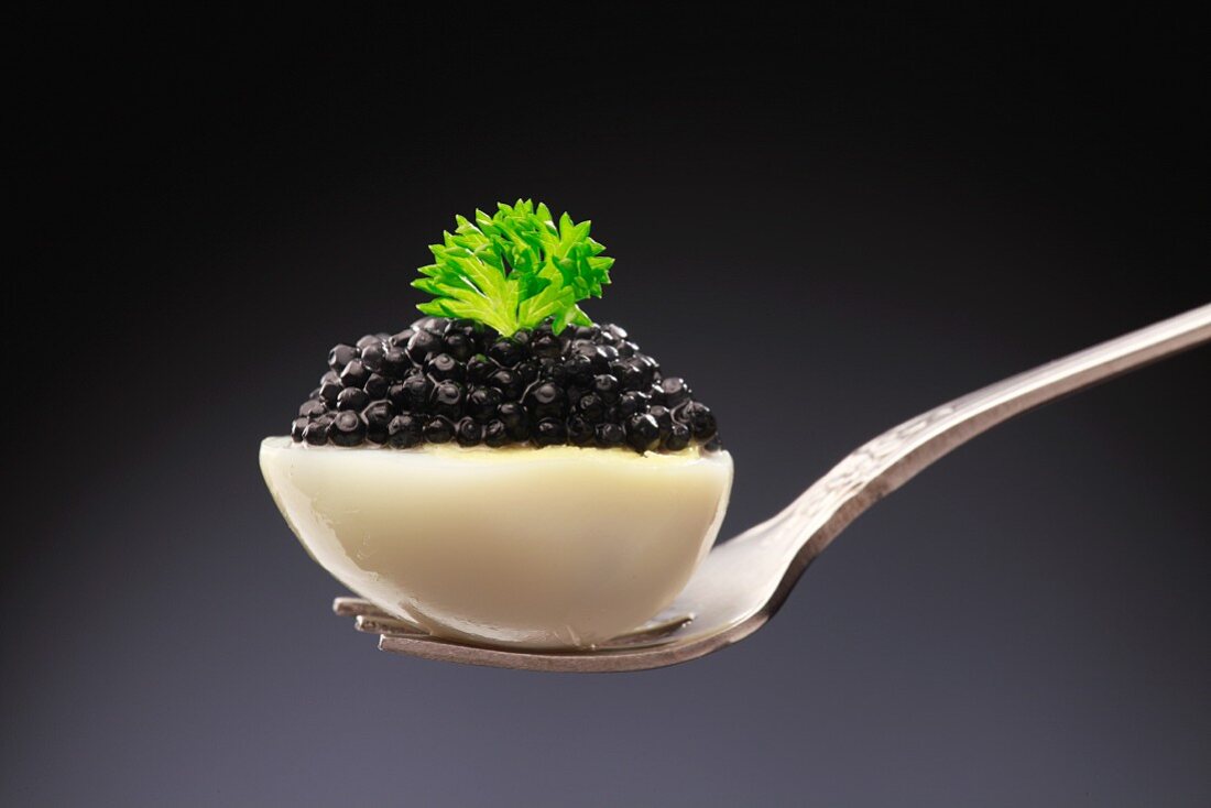 Caviar on half a boiled egg