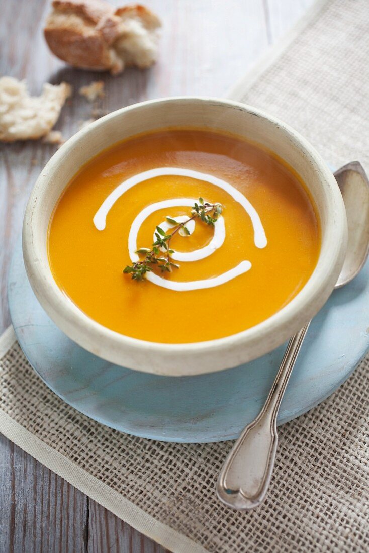 Pumpkin soup with a garnish