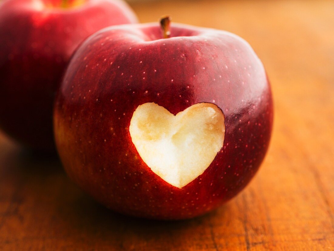 An apple with a heart cut out