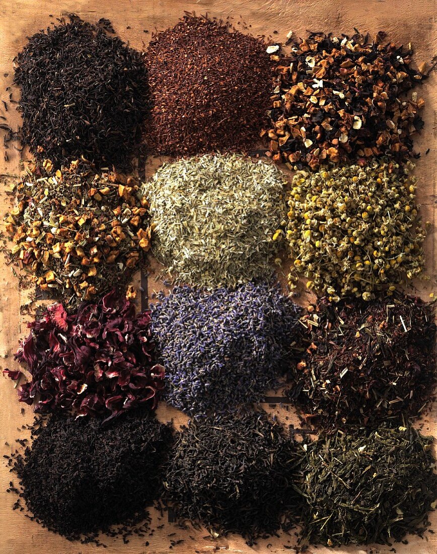 Assorted varieties of tea (view from above)