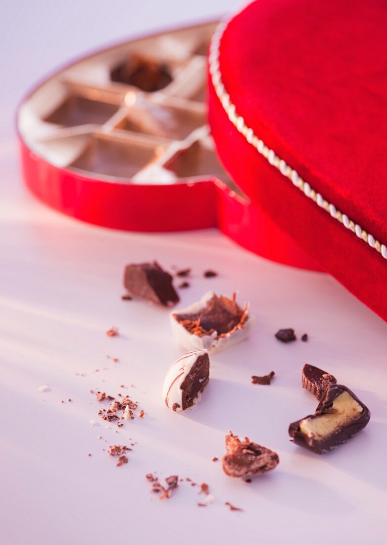 Close up of Valentine's Day chocolates, studio shot