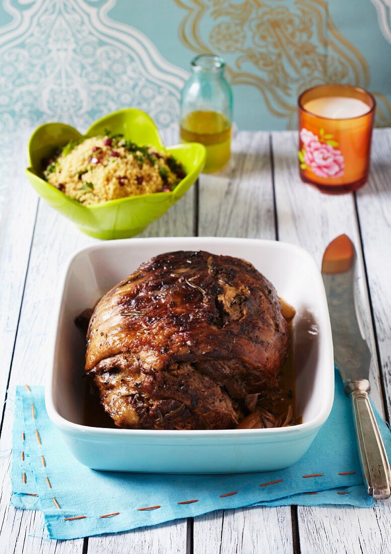 Shoulder of lamb with couscous