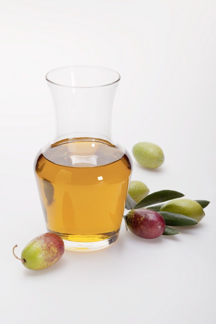 Olive oil and fresh olives