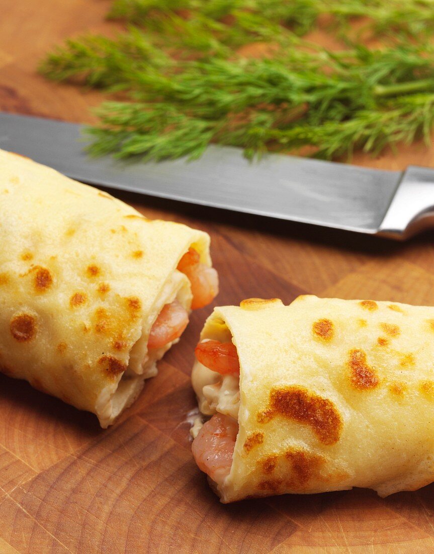 Crepes with shrimp