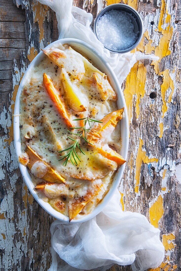 Potato-sweet potato gratin