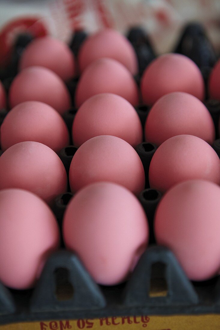 Dyed pink eggs