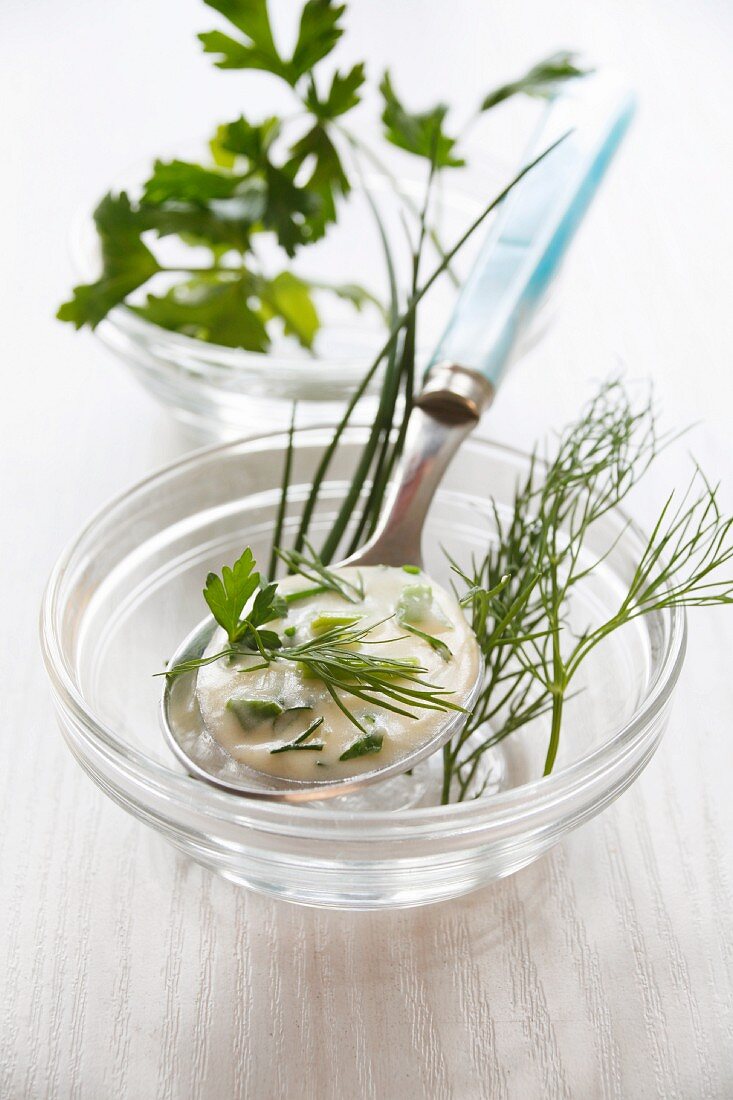 Herb sauce with fresh herbs