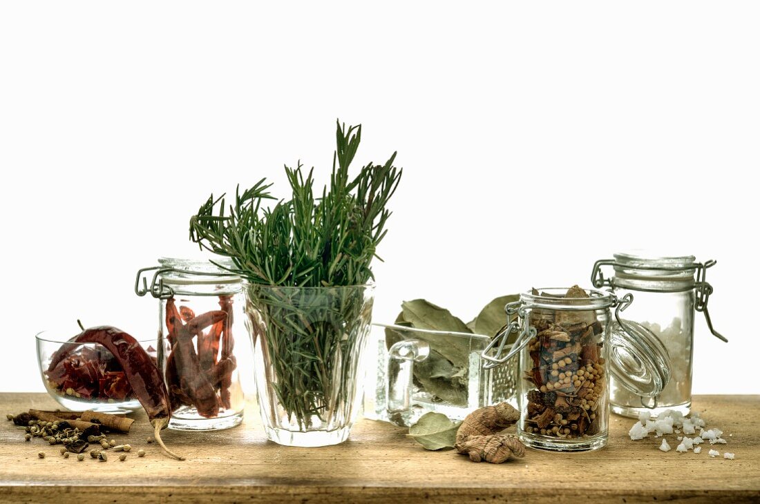 Assorted herbs and spices for preserving