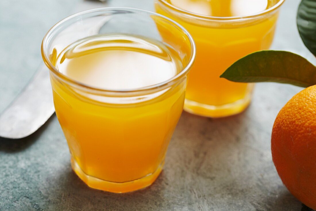 Fresh orange juice in a glass