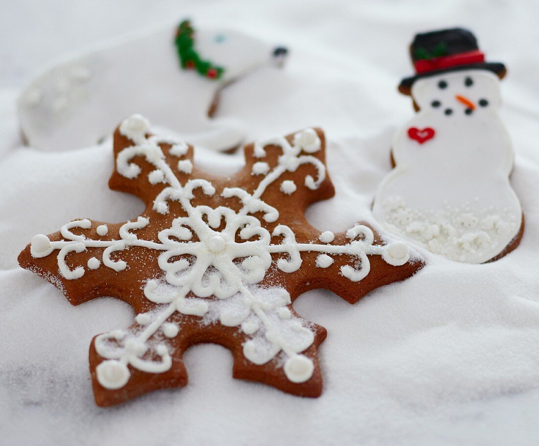 Decorated Christmas Cookies in "Snow"