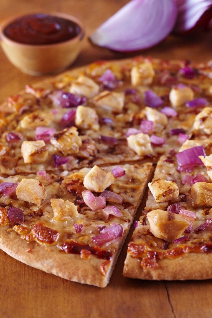 Grilled Chicken and Red Onion Pizza