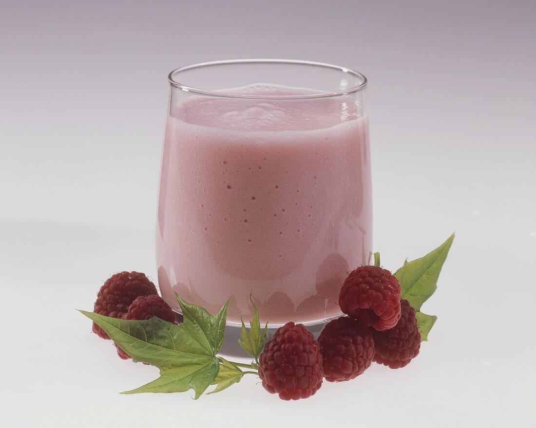 Raspberry Milkshake with Fresh Raspberries