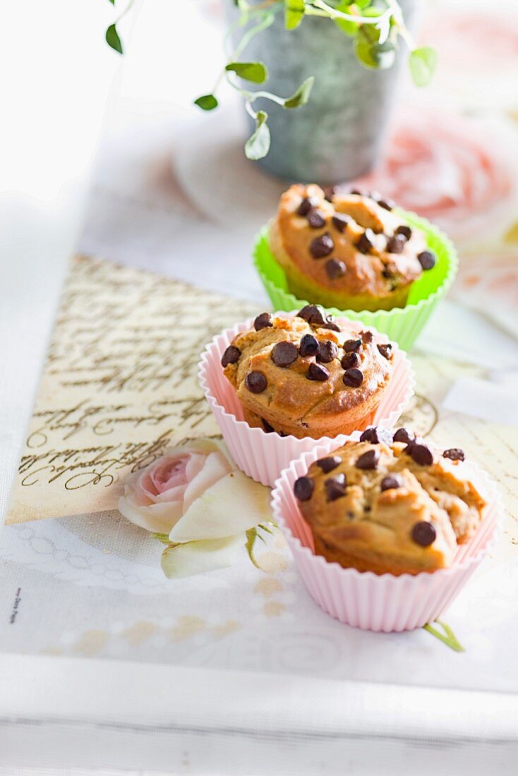 Peanut butter muffins with chocolate chips