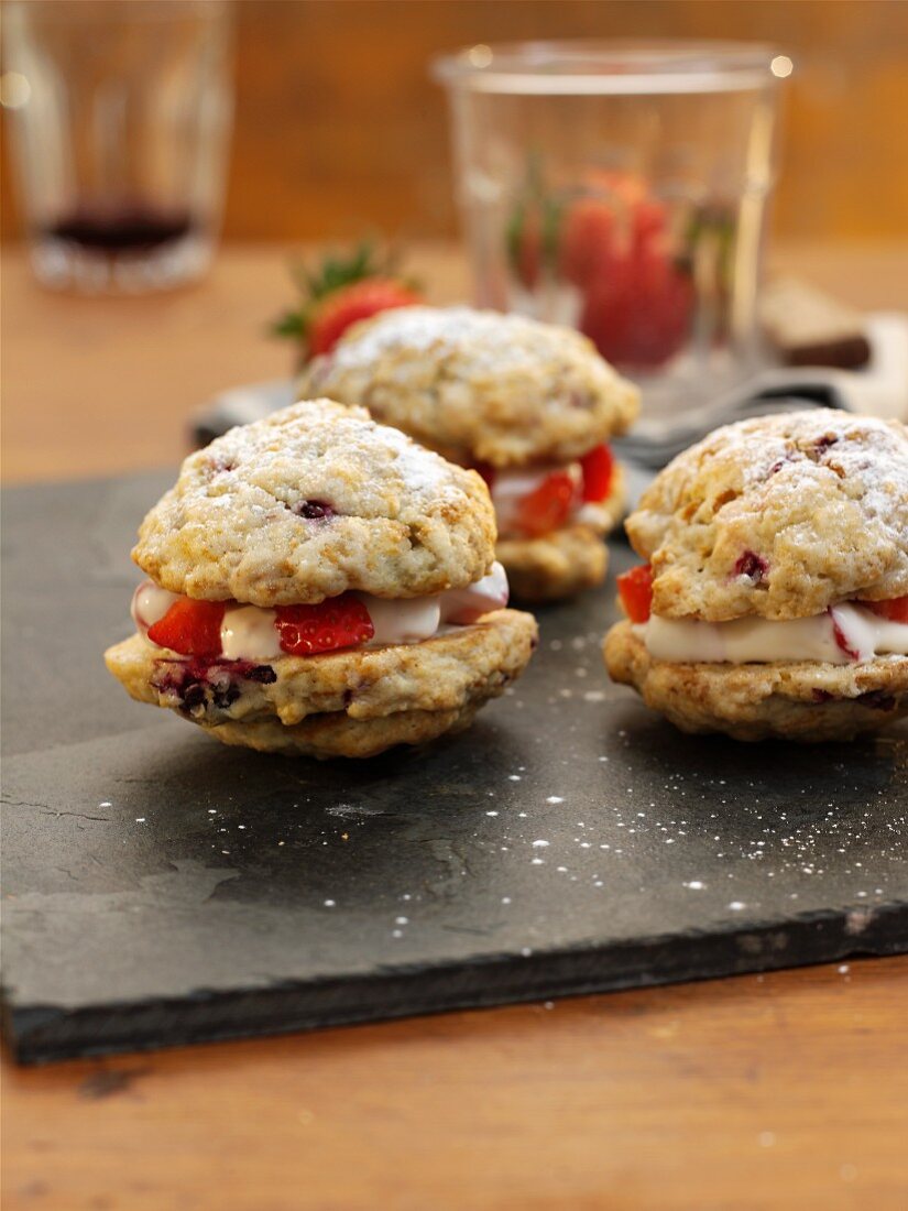 Strawberry and blueberry whoopie pies