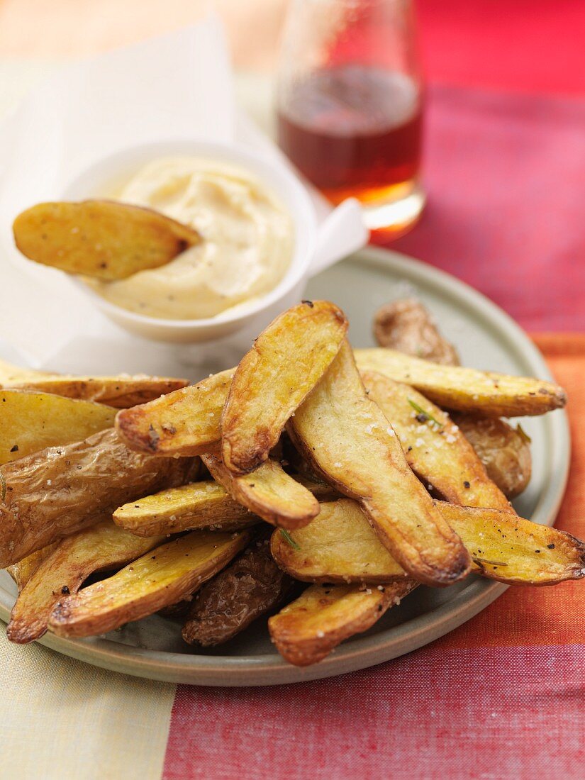 Roasted Fingerling potatoes with a dip