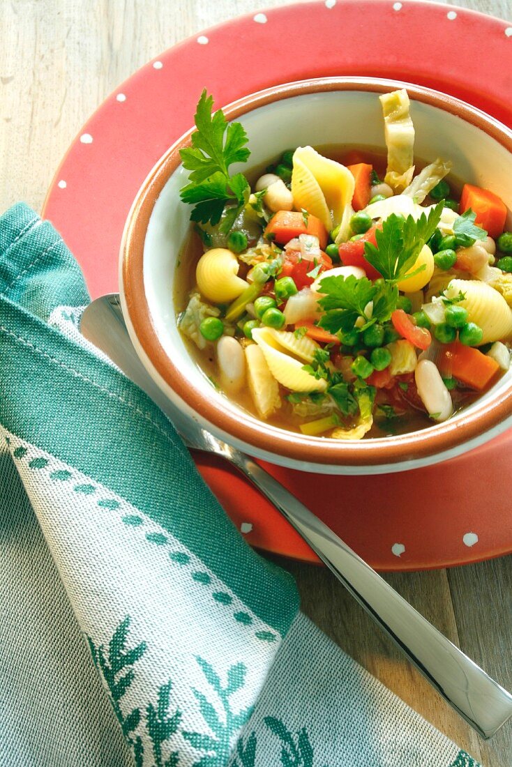 Minestrone with pasta shells