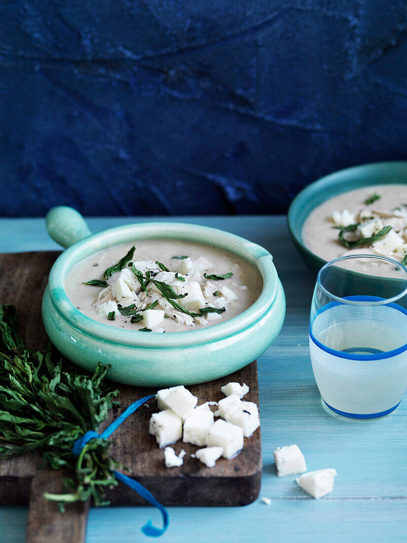 Chicken, egg and lemon soup