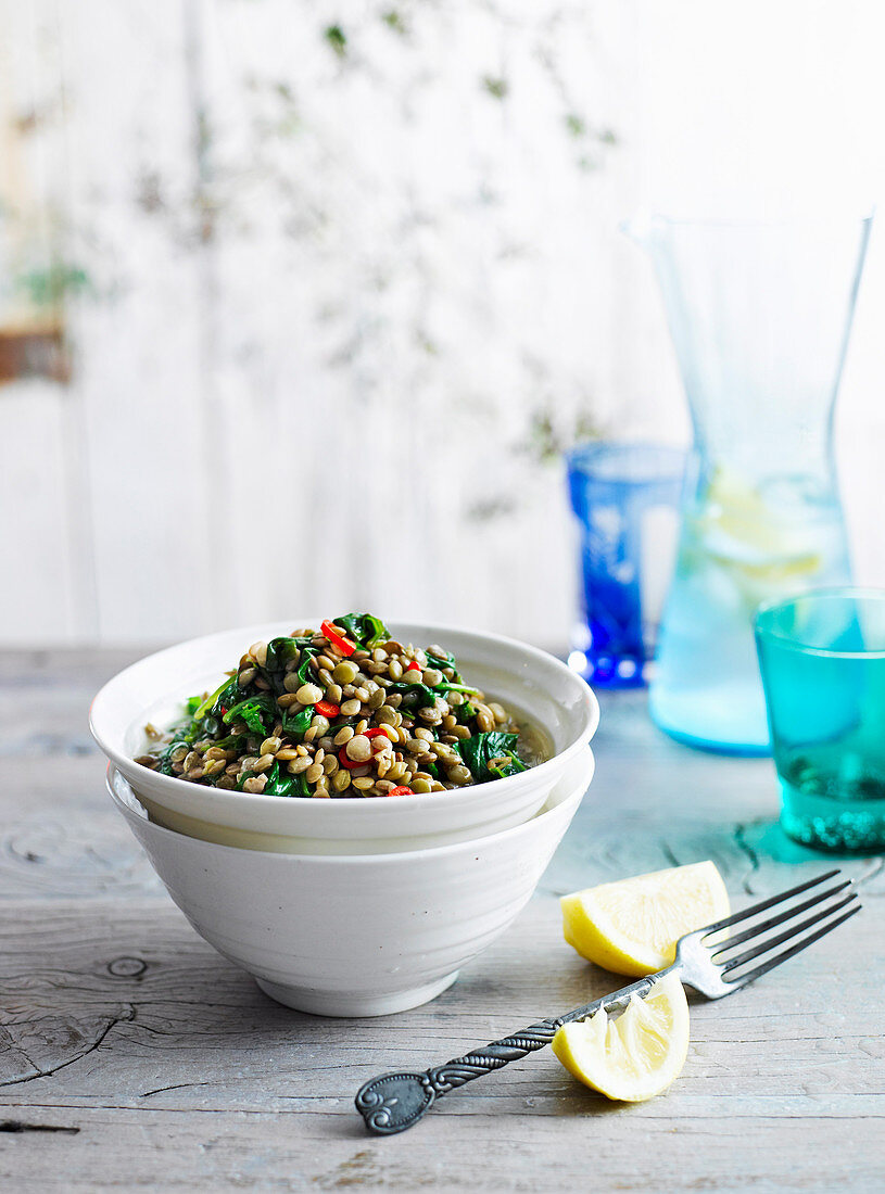 Indian lentils with spinach