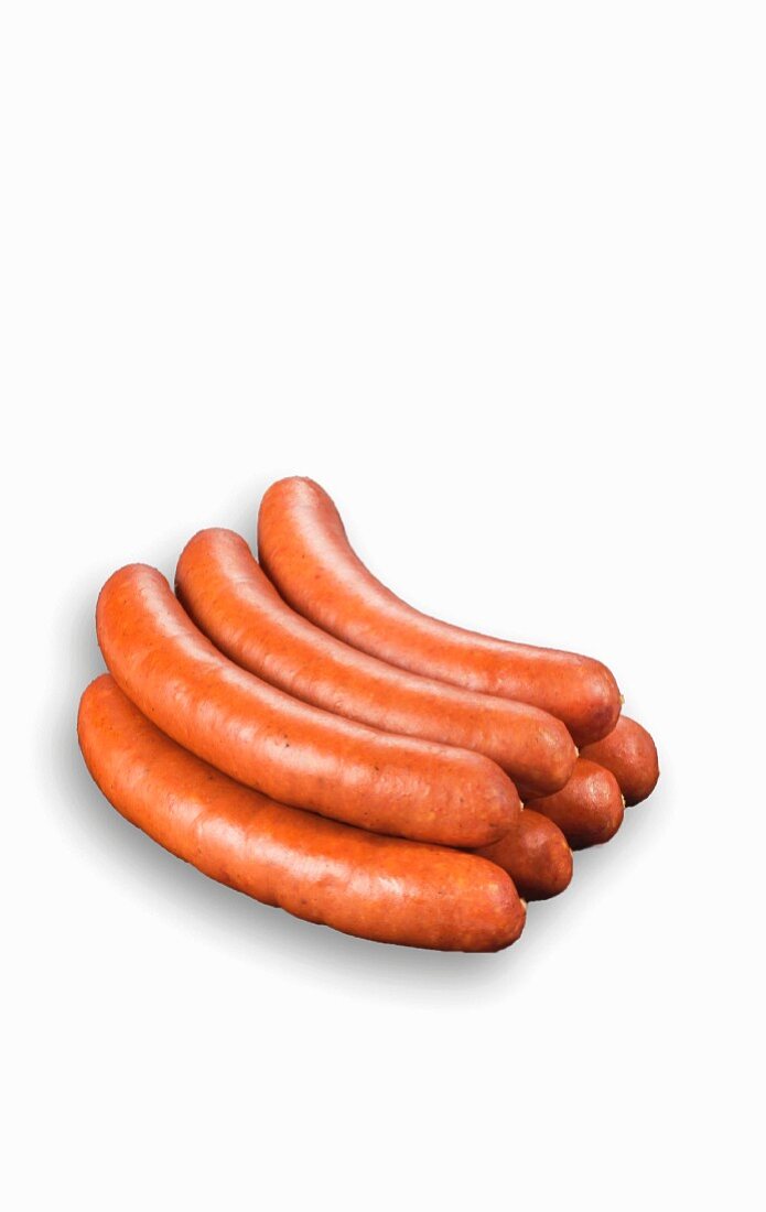 Seven boiled Polish sausages