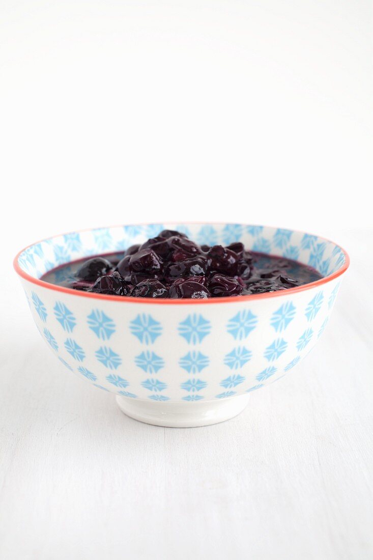 Bowl of blueberry compote