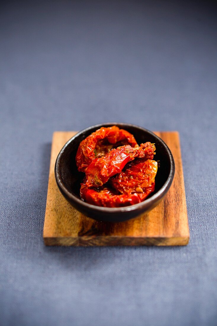 Dried tomatoes in a small dish