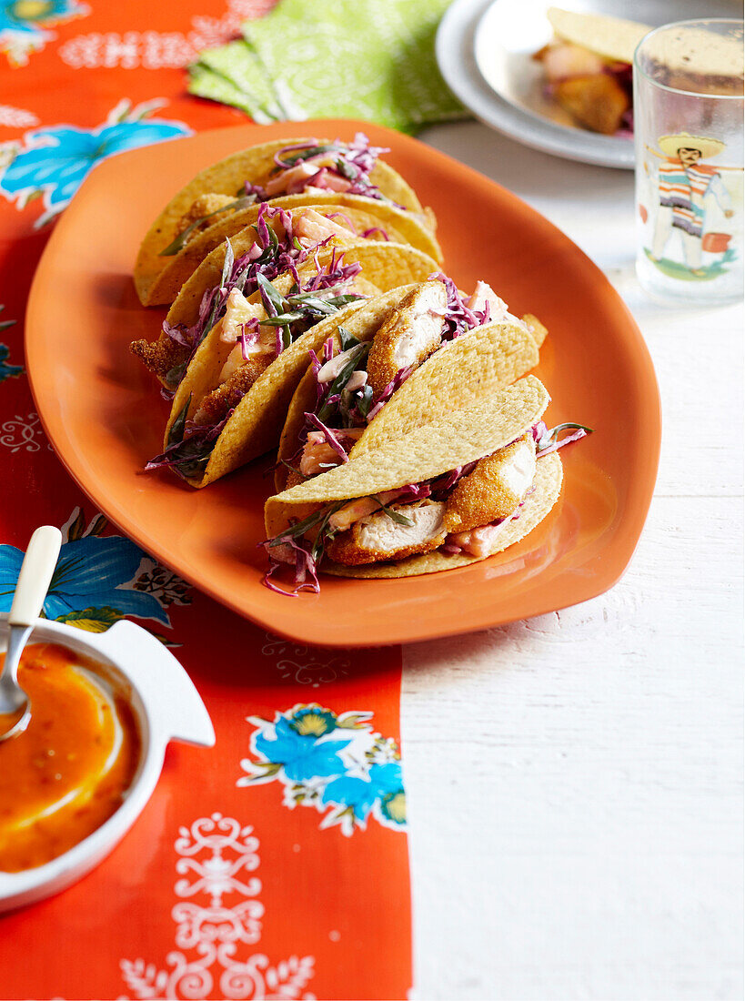 Crispy polenta chicken tacos