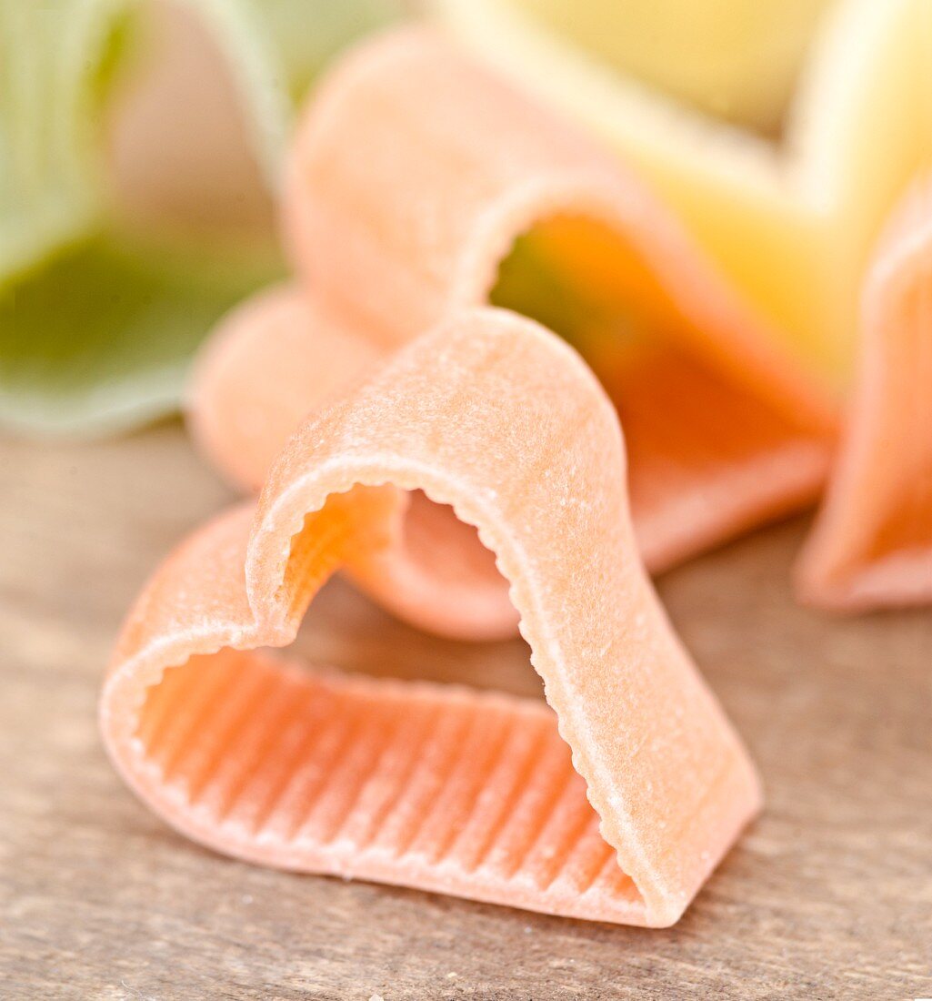 Heart-shaped pasta (close-up)