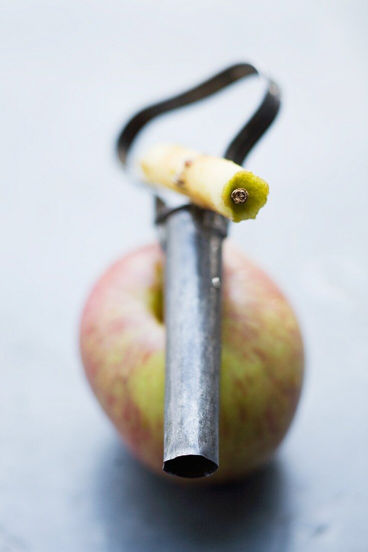 An apple and a corer