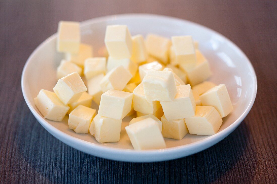 Cubes of butter in a bowl