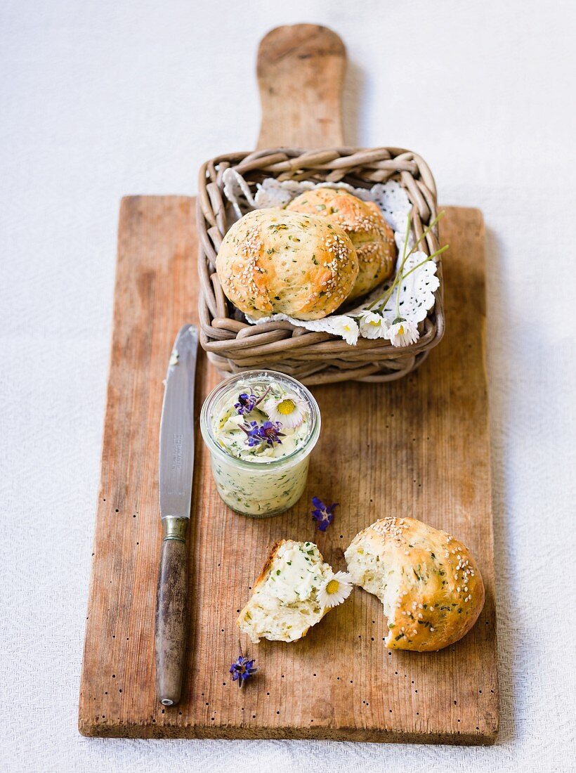 Herb rolls with herb butter