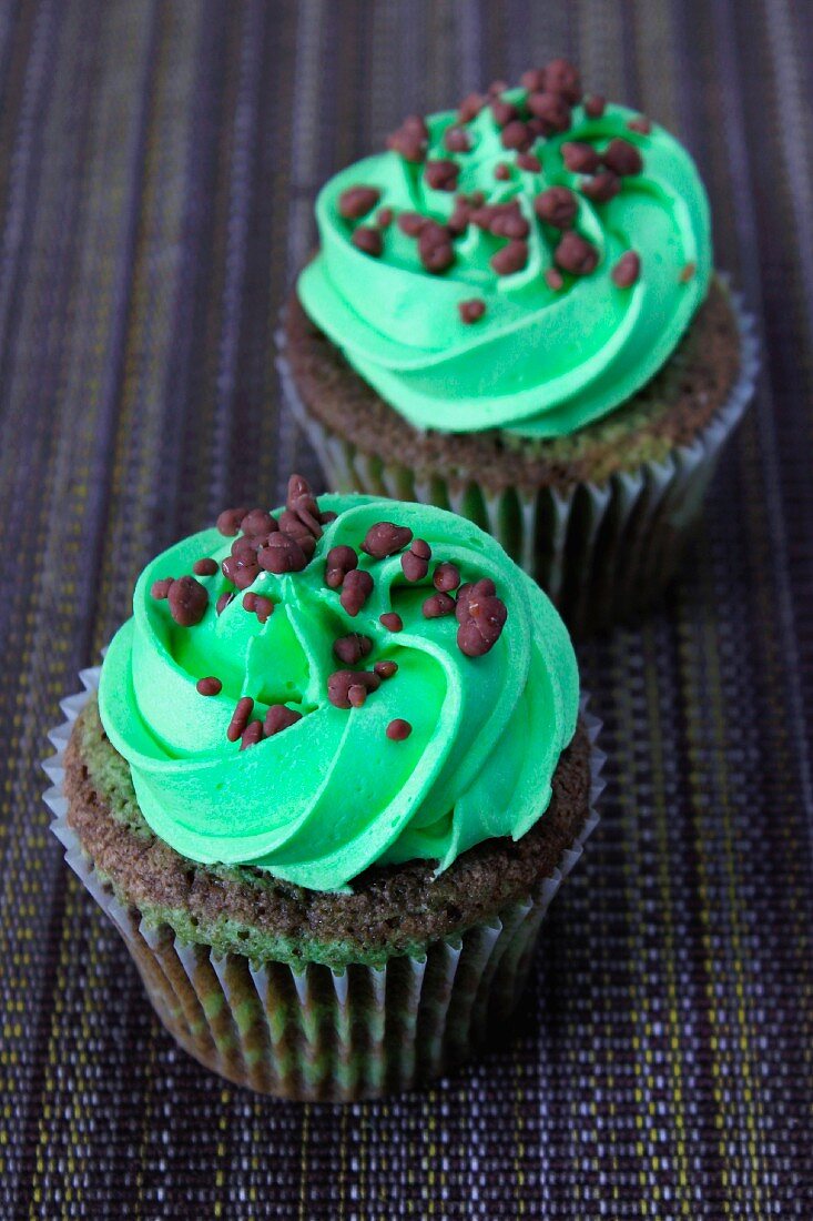 Chocolate and mint cupcakes