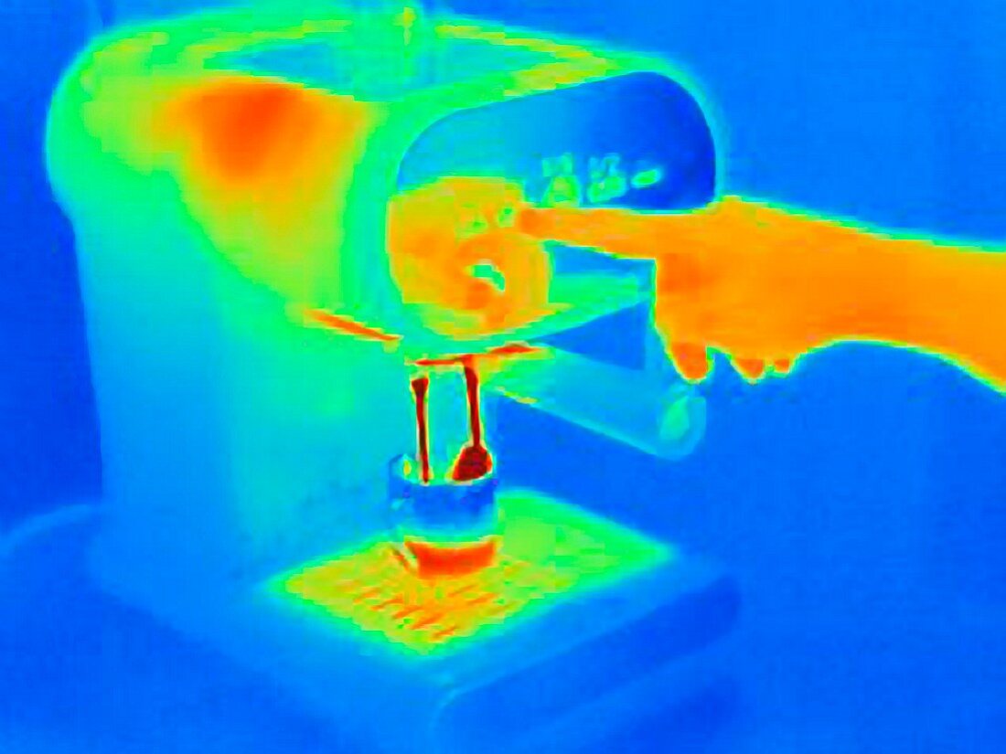 A thermal image of an espresso machine