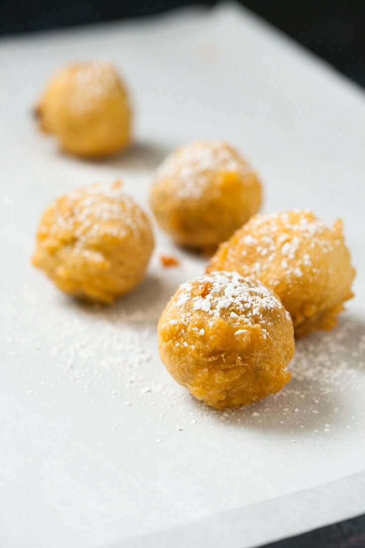 Beignets with Powdered Sugar; Fried Dough