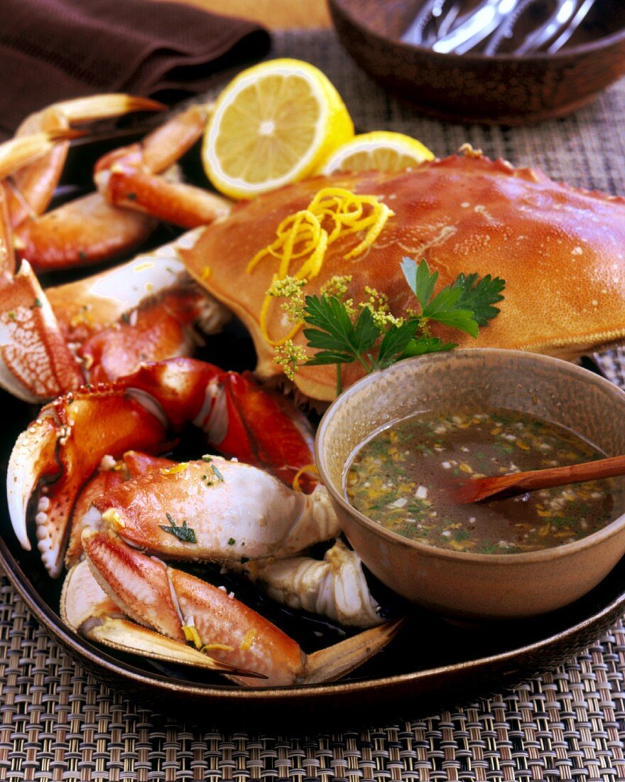 Dungeness Crab with Garlic, Lemon and Parsley Vinaigrette